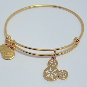 Alex and Ani Disney “Mickey Snowflake” Expandable Charm Bracelet. Shiny Gold